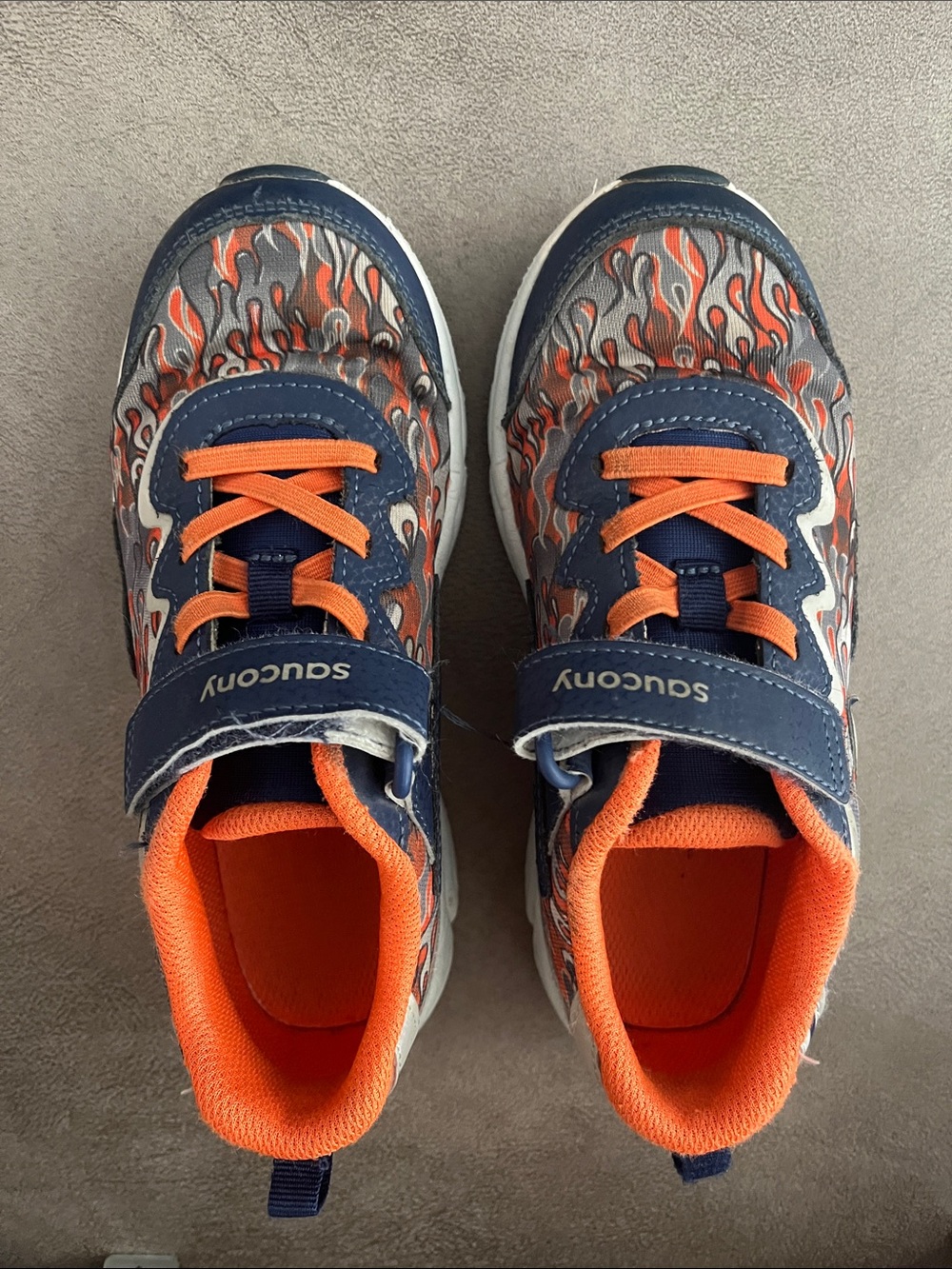 Saucony Kids Navy and Orange Flame Sneakers
